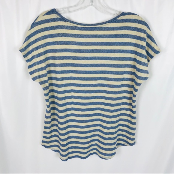 Chico’s short sleeve striped blouse blue beige - Picture 7 of 7